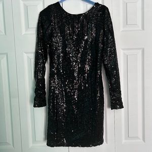 Black Geometric Sequin Dress